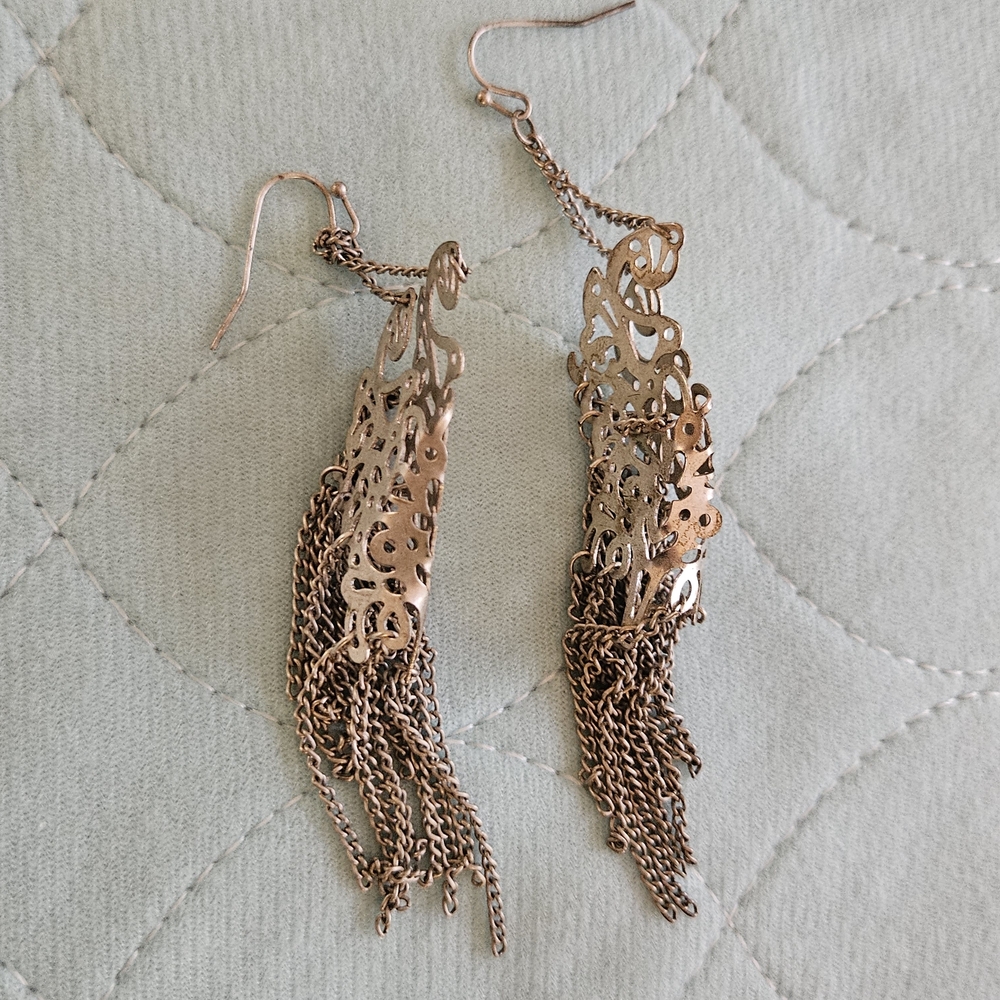 Vintage Unique Elegant Silver Dangle Earrings - image 7